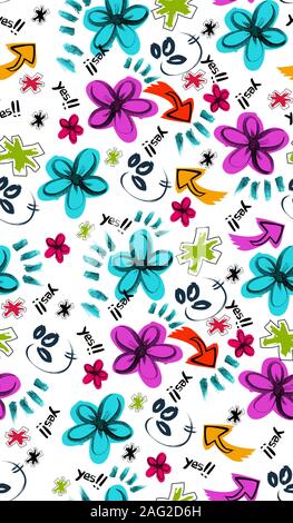 Seamless multicolor floral pattern. Valentines day background. Colorful watercolor flowers effect. - Illustration Stock Photo
