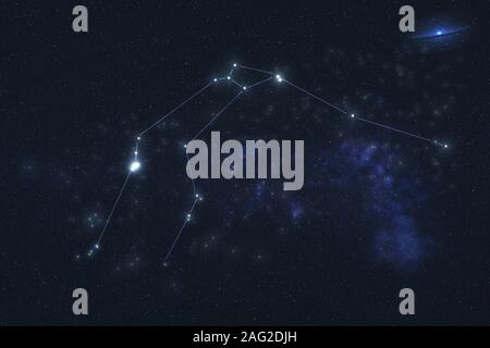 Aquarius Constellation stars in outer space. Zodiac Sign Aquarius constellation lines Stock Photo