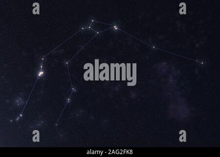 Aquarius Constellation in outer space. Zodiac Sign Aquarius constellation lines. Elements of this image were furnished by NASA  Stock Photo