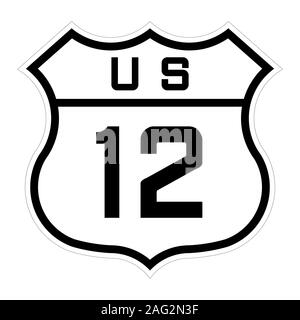 US route 12 sign Stock Photo