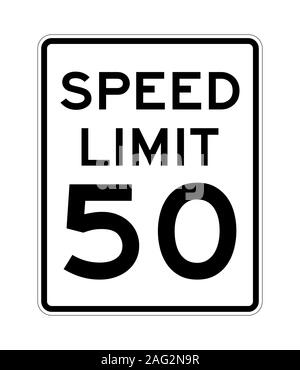 Speed limit 50 road sign in USA Stock Photo