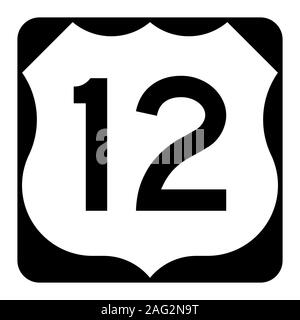 US route 12 sign Stock Photo