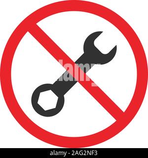 No wrench symbol. Red prohibition sign. Crossed wrenches. Vector ...
