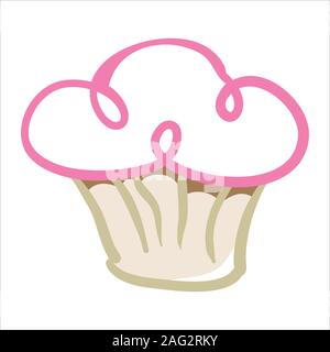 graphic line art cup cake Stock Vector
