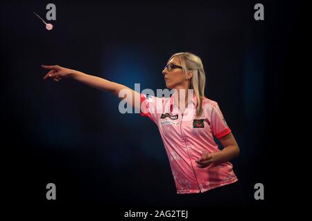 Fallon Sherrock in action during day five of the William Hill World Championships at Alexandra Palace, London. Stock Photo