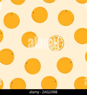 Ripe fruit on a plain pattern. Mandarin. Seamless vector texture with mandarin. Background with oranges. Rain of fruits. Citrus. Stock Vector