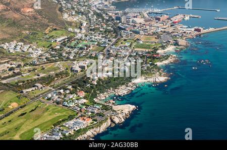 Aerial view of Simonstown (South Africa) shot from a helicopter Stock Photo