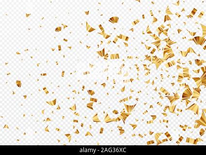 Gold foil confetti isolated on a transparent white background. Festive background. Vector illustration Stock Vector