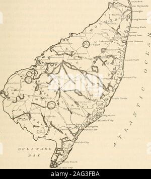 . The plants of southern New Jersey; with especial reference to the flora of the pine barrens and the geographic distribution of the species. r than use upa new sheet of mounting paper. One cannot but wonder whatthe older botanists would have thought oi the vast herbaria ofto-day, in which genus covers have been supplanted by speciescovers, so rapidly has material accumulated. The accompanying map will show approximately the countiycovered bv the field work of Messrs. Van Pelt. Long and the * 1815-1895. To ]Ir. Redfielcls generous care the preservation of the manyvaluable herbaria at the Acad Stock Photo