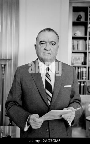J. Edgar Hoover, Director of FBI, U.S. Department of Justice, Portrait, Washington DC, USA, photograph by Marion S. Trikosko, September 1961 Stock Photo
