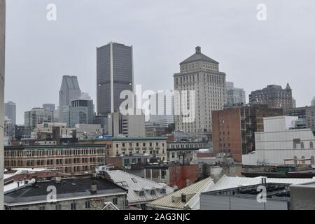 View of the Montreal Skyline as seen from above, Montreal, Quebec, Canada Stock Photo