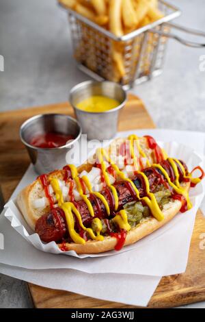 Classic american beef hot dog Stock Photo