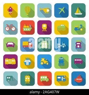 Vehicle color icons with long shadow, stock vector Stock Vector