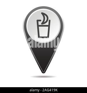 Geolocation map pin bar restaurant icon. Vector icon with shadow. Vector EPS 10 Stock Vector