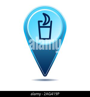 Geolocation map pin bar restaurant icon. Vector icon with shadow. Vector EPS 10 Stock Vector