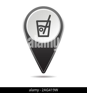 Geolocation map pin bar restaurant icon. Vector icon with shadow. Vector EPS 10 Stock Vector