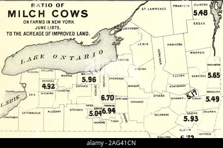 . Census of the state of New York for 1875. RATIO OF MILCH COWS ON FARMS IN NEW YORKJUNE 1,1875,TO THE ACREAGE OF IMPROVED LAND. Counties. Rockland, Tompkins, Queens, Ulster, Cayuga, Dutchess, Wayne, Greene, Suffolk, Washington, Rensselaer, 41 Clinton, 42 Schenectady, ! 43 Schuyler, } 44 Genesee, I 45 ULSTER .^--^^ tr DUTCHESS j MAP No. 3. Stock Photo