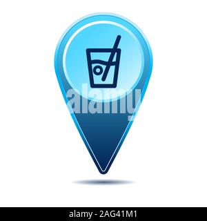 Geolocation map pin bar restaurant icon. Vector icon with shadow. Vector EPS 10 Stock Vector