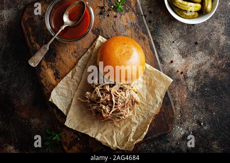 Pulled pork sandwich Stock Photo