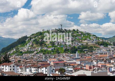 The Virgin of El Panecillo statue overlooking Quito, Ecuador. Stock Photo