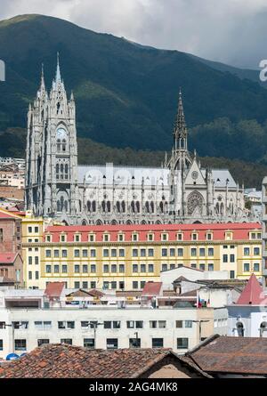 The Basílica del Voto Nacional in Quito, Ecuador. Stock Photo