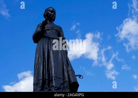 Florence Nightingale statue, Crimean War Memorial, Waterloo Place, St James's, City of Westminster, London, England. Stock Photo
