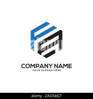 EA initial letter Logo Inspiration, E and A combination logo vector with hexagonal idea Stock Vector