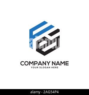 EB initial letter Logo Inspiration, E and B combination logo vector with hexagonal idea Stock Vector