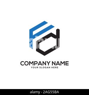 ED initial letter Logo Inspiration, E and D combination logo vector with hexagonal idea Stock Vector