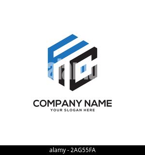 fc LOGO DESIGN, HEXAGONAL LOGO Stock Vector