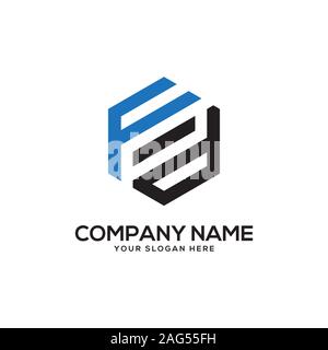 ED initial letter Logo Inspiration, E and D combination logo vector with hexagonal idea Stock Vector