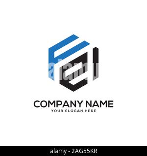 EE initial letter Logo Inspiration, E and E combination logo vector with hexagonal idea Stock Vector