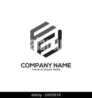 EF initial letter Logo Inspiration, E and F combination logo vector with hexagonal idea Stock Vector