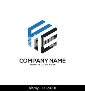 EE initial letter Logo Inspiration, E and E combination logo vector with hexagonal idea Stock Vector