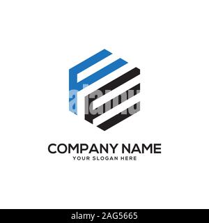 EF initial letter Logo Inspiration, E and F combination logo vector with hexagonal idea Stock Vector