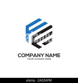 EF initial letter Logo Inspiration, E and F combination logo vector with hexagonal idea Stock Vector