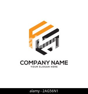 EH initial letter Logo Inspiration, E and H combination logo vector with hexagonal idea Stock Vector