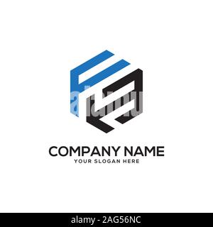 EH initial letter Logo Inspiration, E and H combination logo vector with hexagonal idea Stock Vector