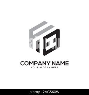 EH initial letter Logo Inspiration, E and H combination logo vector with hexagonal idea Stock Vector