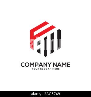 EI initial letter Logo Inspiration, E and I combination logo vector with hexagonal idea Stock Vector