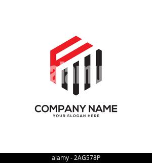 EI initial letter Logo Inspiration, E and I combination logo vector with hexagonal idea Stock Vector