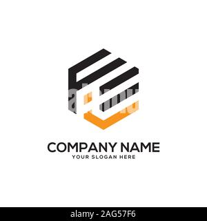 EI initial letter Logo Inspiration, E and I combination logo vector with hexagonal idea Stock Vector