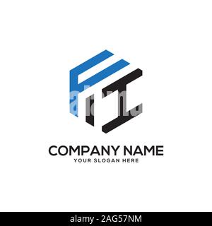 EI initial letter Logo Inspiration, E and I combination logo vector with hexagonal idea Stock Vector