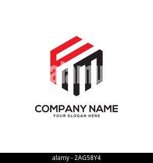 EM initial letter Logo Inspiration, E and M combination logo vector with hexagonal idea Stock Vector