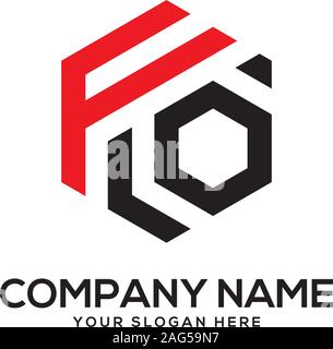 EO initial letter Logo Inspiration, E and 0 combination logo vector with hexagonal idea Stock Vector