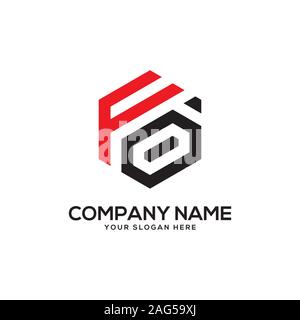 EO initial letter Logo Inspiration, E and 0 combination logo vector with hexagonal idea Stock Vector