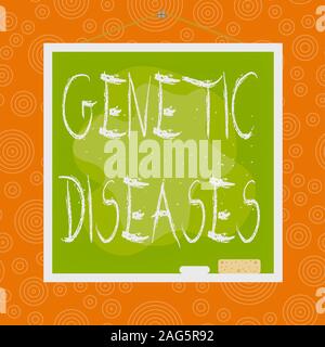 Handwriting text Genetic Diseases. Conceptual photo disease caused by an abnormality in an individual s is genome Asymmetrical uneven shaped format pa Stock Photo