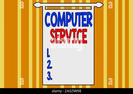 Handwriting text writing Computer Service. Conceptual photo computer time or service including data processing services Abstract background multicolor Stock Photo