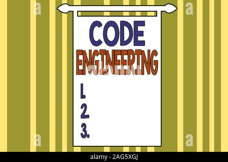Handwriting text writing Code Engineering. Conceptual photo application of engineering to the development of software Abstract background multicolored Stock Photo