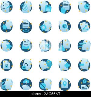 Document flat icon set. Vector and Illustration. Stock Vector